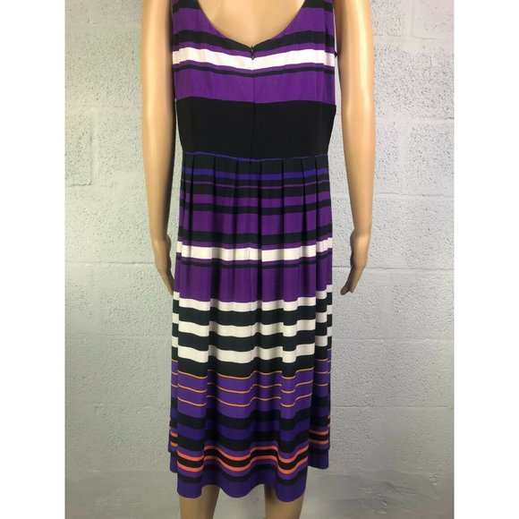 R&M Richards Purple, Black, White And Orange Sleeveless A-Line Dress Size 14 - Picture 5 of 9
